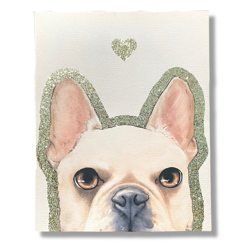 Frenchie Canvas Wall Art ◈ Gold Glitter
